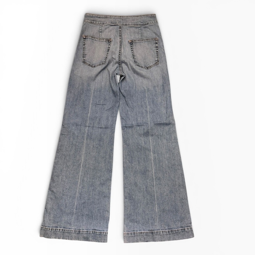 ASKK NY High Waisted Wide Leg Trouser Jeans Light Wash Blue Denim USA Size 30 - Picture 2 of 11